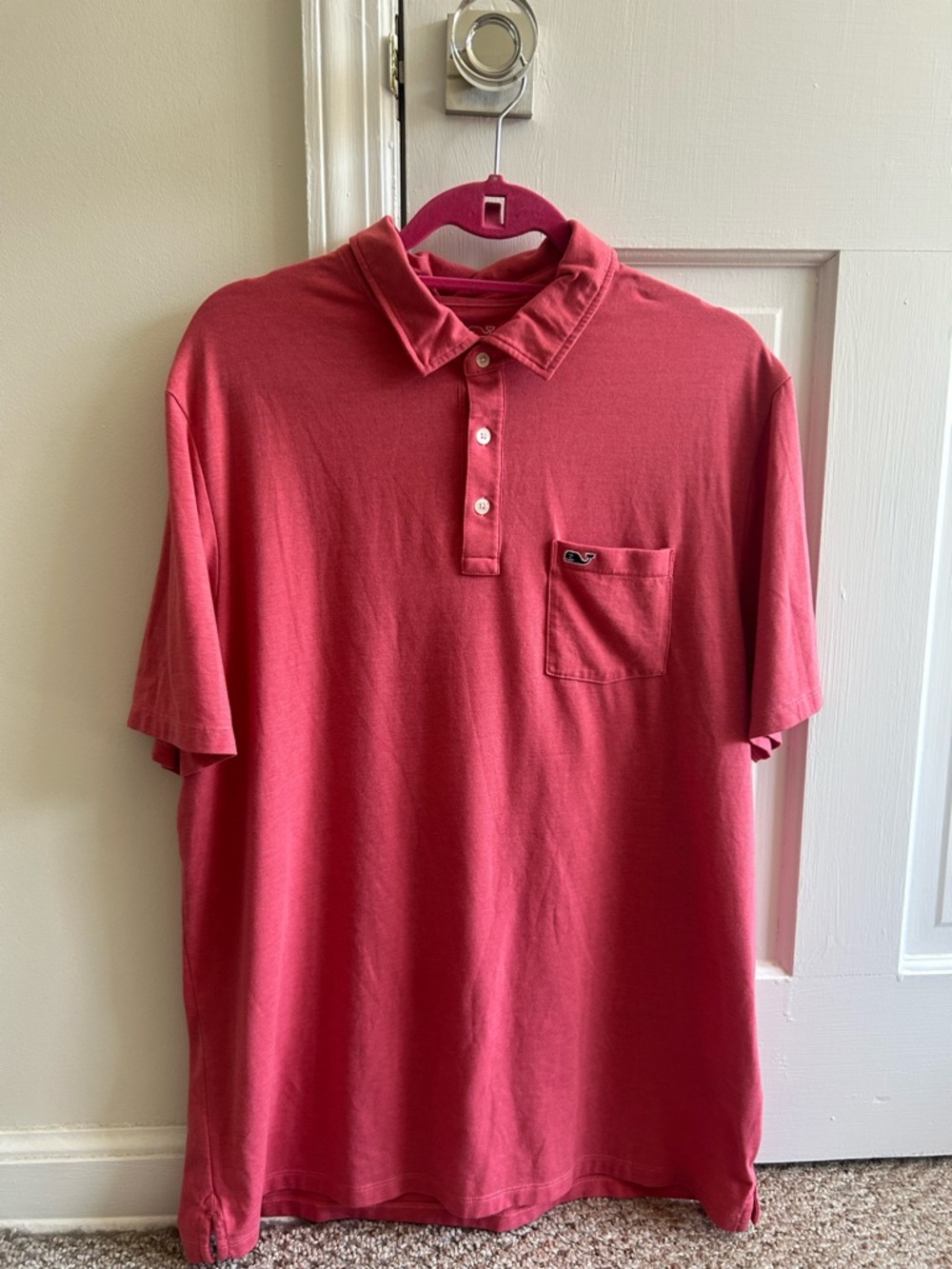 Vineyard Vines Red Short-Sleeve Polo with Pocket
